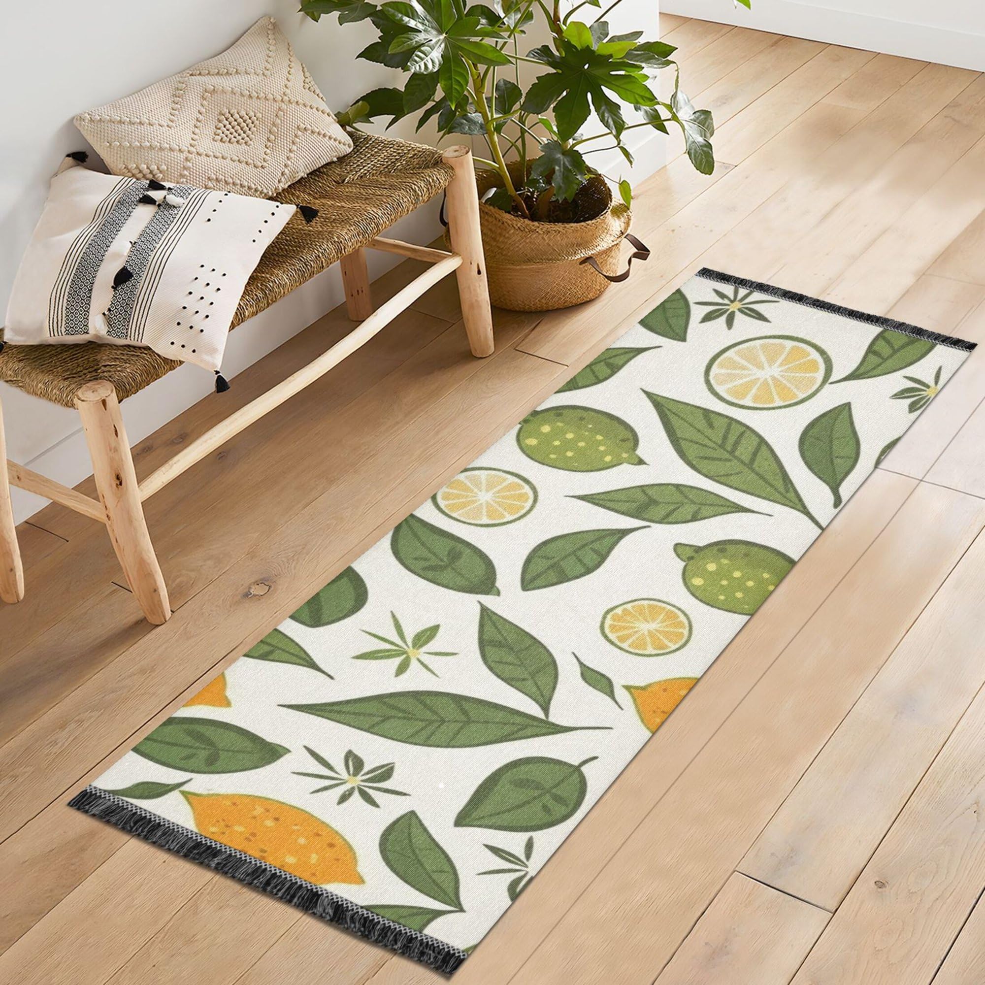 Printed 100% Natural Cotton Export Quality Designer Rug,Carpet, Bed Side Runner with Lace for Bedroom,Living Room, Size-22x55 Inch (Color-21)-image-3