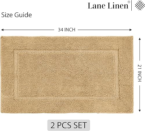 Miniatura 2 de LANE LINEN Juego de 2 alfombras de baño, extra suaves, absorbentes, de alta calidad, para juegos de baño, tapetes de ducha antideslizantes para