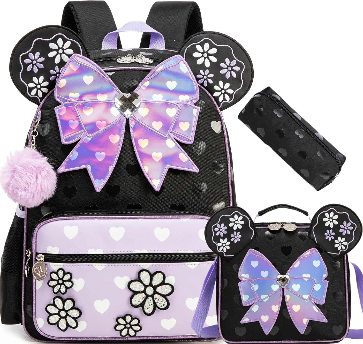 Backpack for Girls 16" Backpacks for Girls for School Sequin Backpack with Lunch Box for Elementary Students