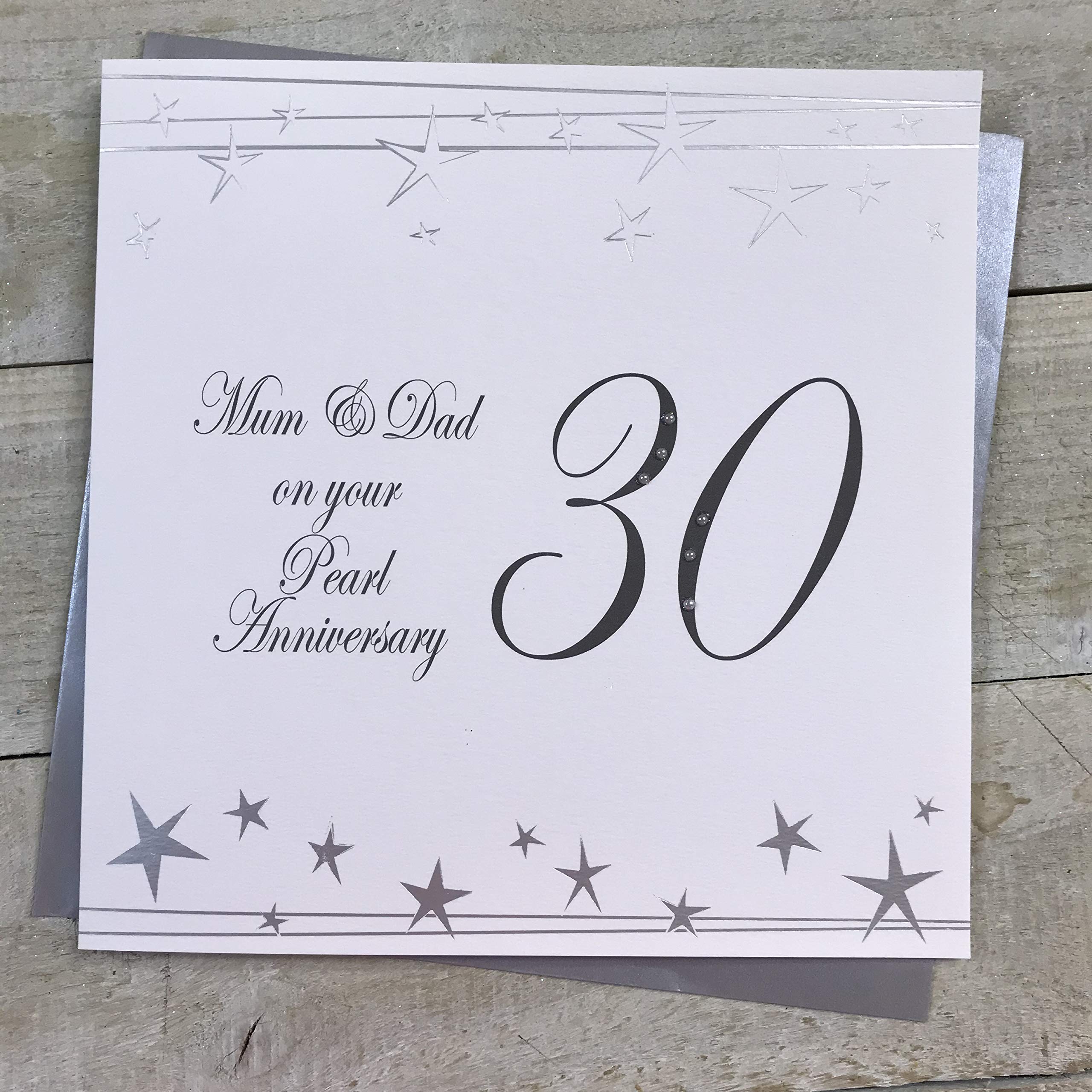 WHITE COTTON CARDS Mum & Dad 30, Handmade Large 30th Anniversary Card (Big Twist Range, Pearl)