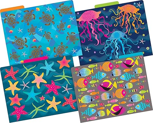 Miniatura 2 de Barker Creek Kai Ola - Carpetas de archivo Sea Life en stock de 14 puntos, juego de 24 unidades, diseño múltiple Tropical Sealife en el exterior,