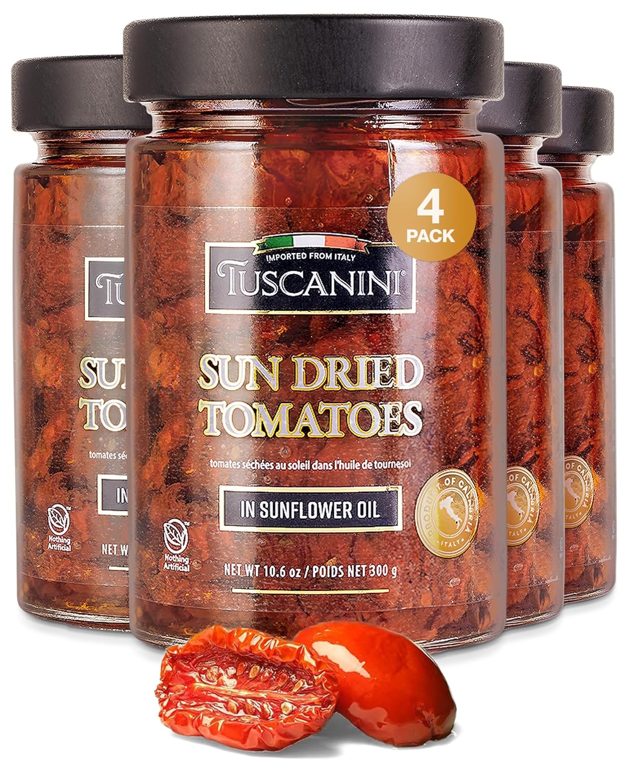 Tuscanini Italian Sun Dried Tomatoes in Oil, 10.6 (4 Pack) | Julienne Cut | Nothing Artificial | Kosher | Product of Italy | Gourmet Ingredient