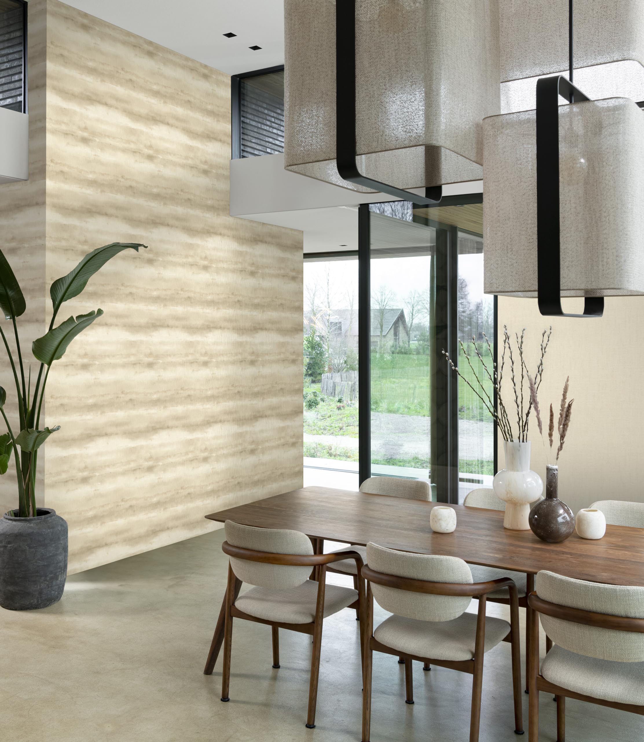 Rasch Florentine IV Papier peint non tissé à rayures - Aquarelle - En vinyle - Beige crème doré - Pour une ambiance d'intérieur moderne - Robuste et lavable - 10,05 m x 0,53 m