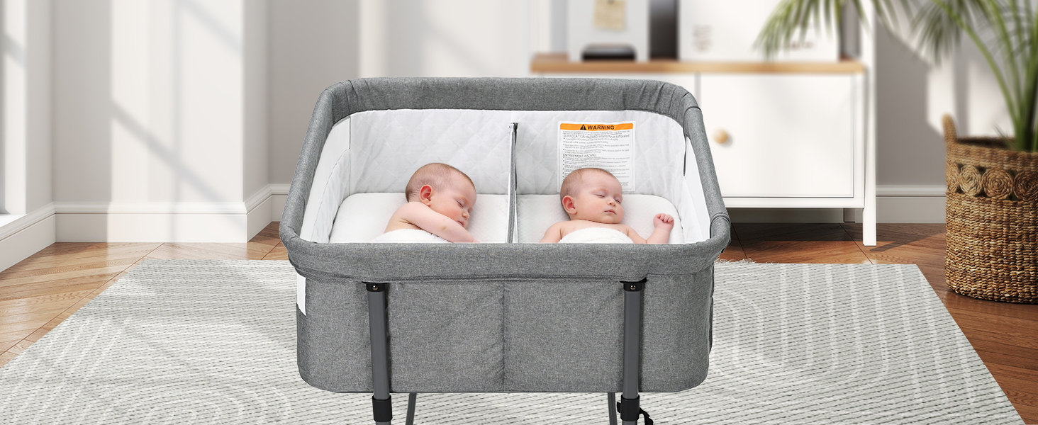 Amazon.co.jp: MTWML ツインベビーベッド 双子用ポータブルクレードル