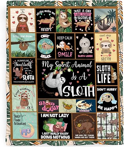 Miniatura 1 de Khumbhira My Sprit - Manta con diseño de perezoso y hojas verdes, regalos para niños y niñas, decoración kawaii, suave, ligera, de franela, forro