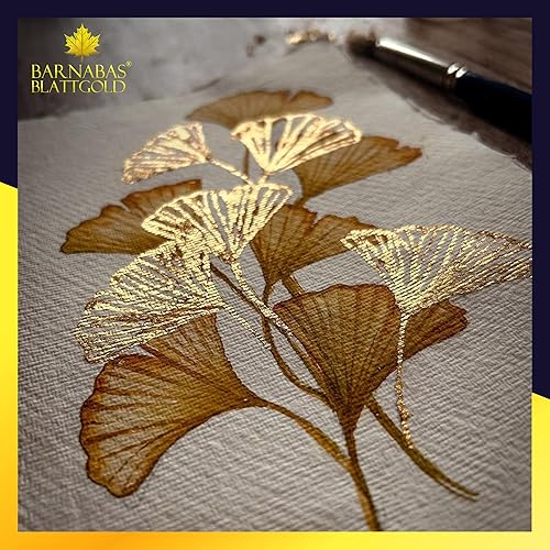 Miniatura 98 de Barnabas Blattgold Hoja de oro, oro real de 22 quilates [25 hojas, 3.1 pulgadas] - Patente de transferencia para pintura, artes y manualidades