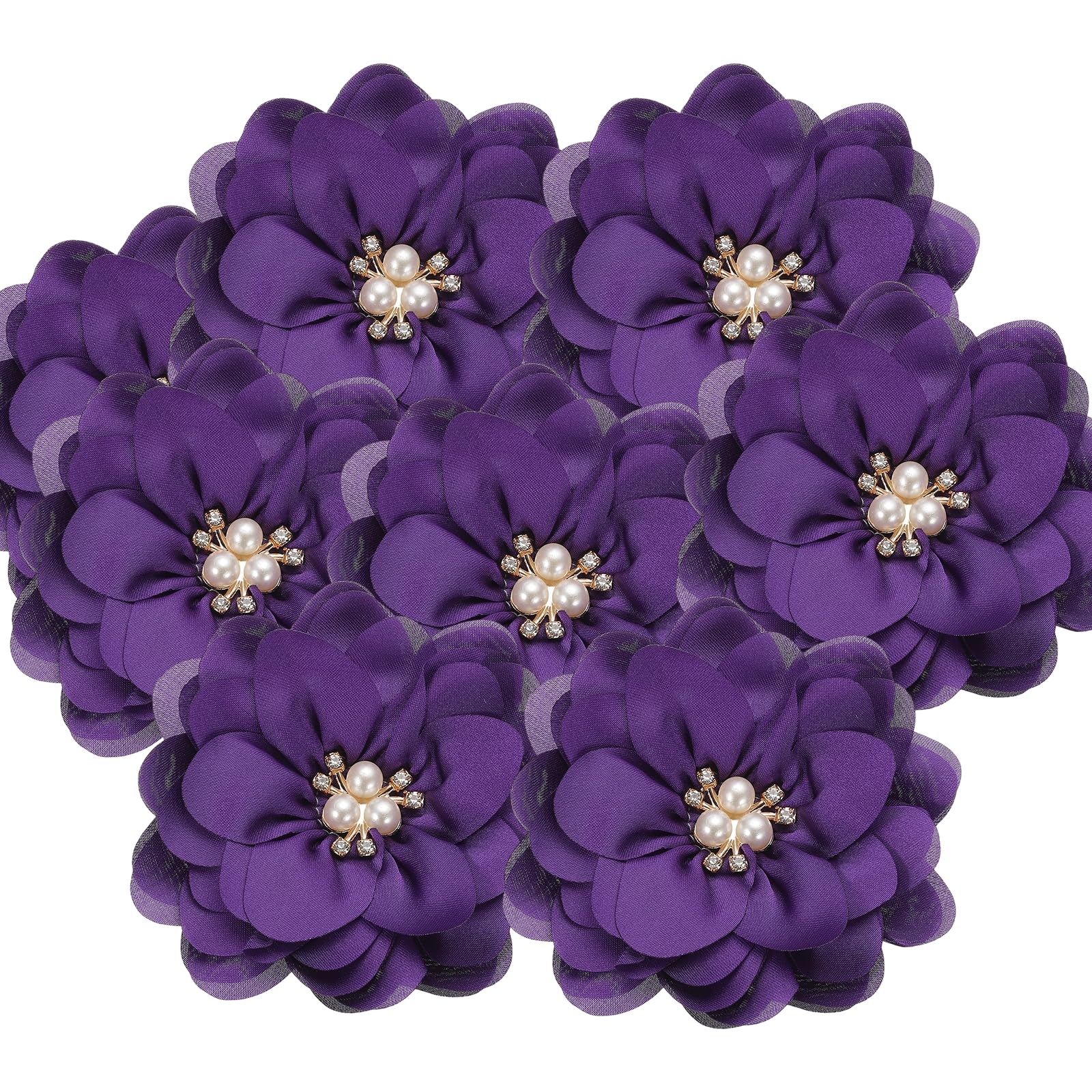 Fleurs en mousseline de soie violette avec perles délicates pour customisation de robe