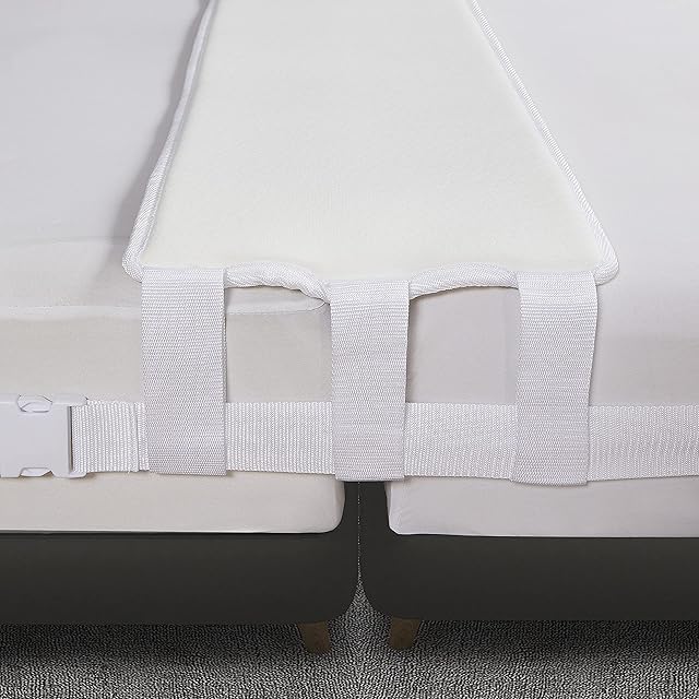 VINILITE Bed Bridge Twin to King Converter Kit, Memory Foam Gap Filler Pad and Adjustable Non-slip Mattress Extender Connector Belt for Home Bedroom Hotel Guest, 6 Loops Straps