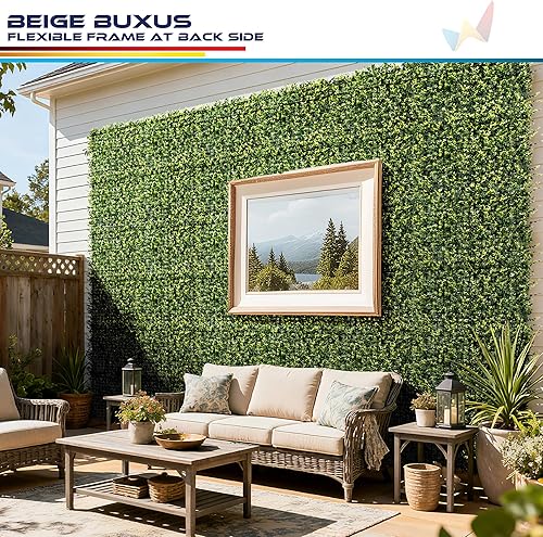 Miniatura 157 de Windscreen4less 6 paneles artificiales de boj de 20 x 20 pulgadas, seto topiario, plantas, hierba, pantalla de privacidad para exteriores, Boj