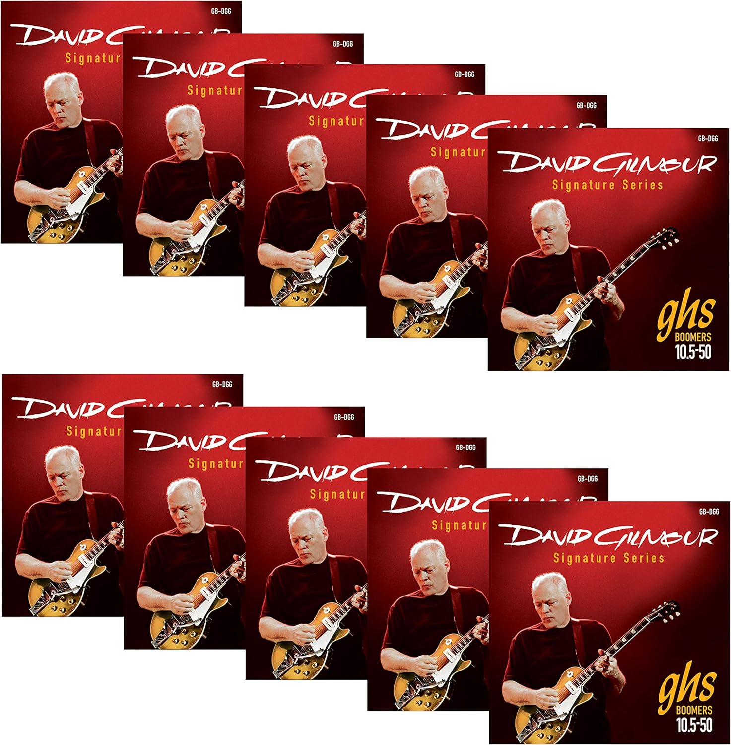 GHS Boomers - David Gilmour Signature RED Electric Guitar Strings - GB-DGG – Nickel Plated Steel Rock Strings for Classic Rock Tone, Long Lasting Bright Sound, Professional Gauge 10 1/2-50 – (10 SETS)