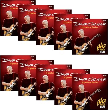 GHS Boomers - David Gilmour Signature RED Electric Guitar Strings - GB-DGG Nickel Plated Steel Rock Strings for Classic Rock Tone, Long Lasting Bright Sound, Professional Gauge 10 1/2-50 10 SETS