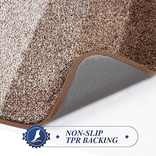 Miniatura 4 de Walensee - Tapete de baño antideslizante, absorbe el agua, de microfibra suave, peluda, lavable a máquina, para regadera, 20 x 32 pulgadas, marrón