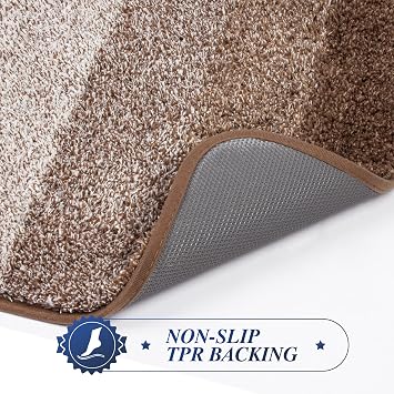 Walensee Bath Mat for Bath - Non Slip, Machine Washable (20 x 32, Ombre Brown) Water Absorbent Soft Microfiber Shaggy Plush Thick