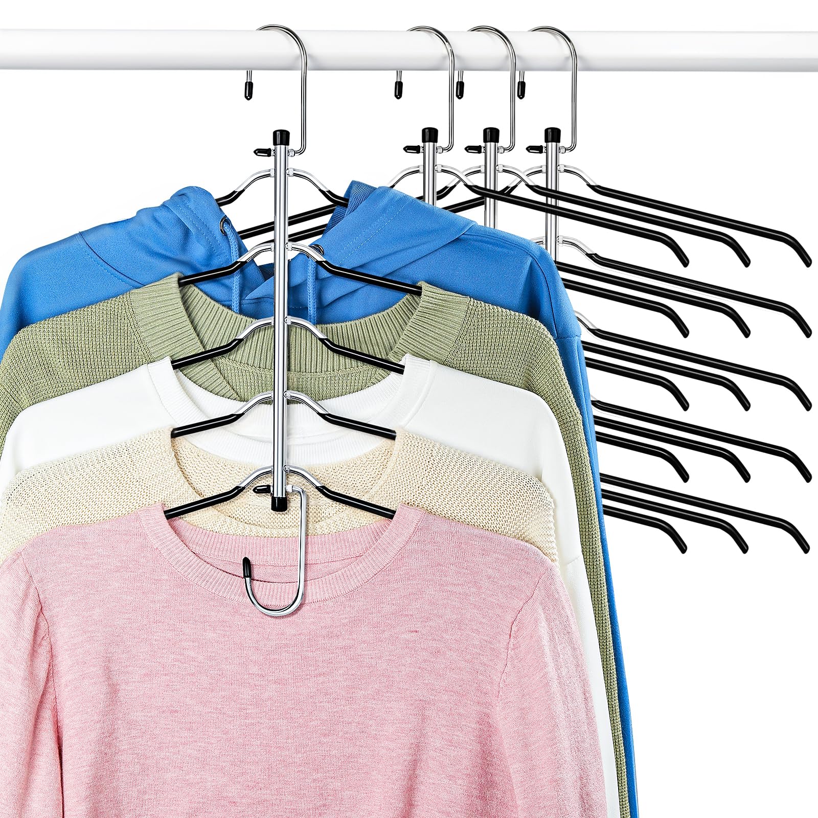 Clothes Hangers Space Saving Shirt Hangers, Lomrsiul Non Slip PVC Coating Multi Blouse Hangers Shirt Organizer for Closet Organizers and Storage for T