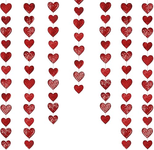 Decoración de corazón rojo de doble cara, tela de lentejuelas en 3D, arte de pared para colgar en la pared, guirnalda de corazón para guardería,