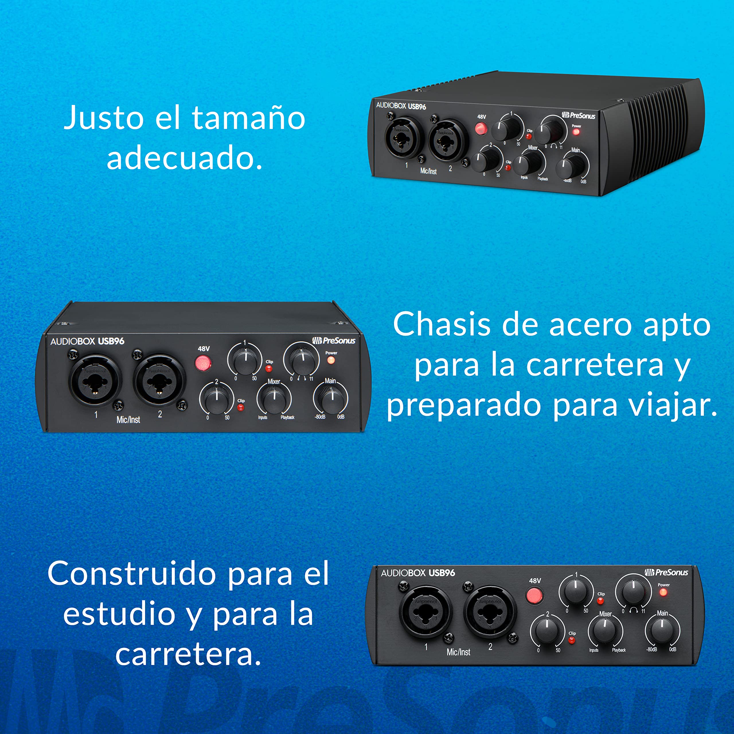 PreSonus AudioBox 96 - Interfaz de Audio USB, Para Grabación, Difusión, Podcasting con Paquete de Software incluido Studio One Artist, Ableton Live Lite DAW, Edición del 25º Aniversario