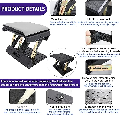 Miniatura 4 de El reposapiés ajustable se puede ajustar en múltiples ángulos y estados, el cojín es desmontable, adecuado para su uso en múltiples escenarios como