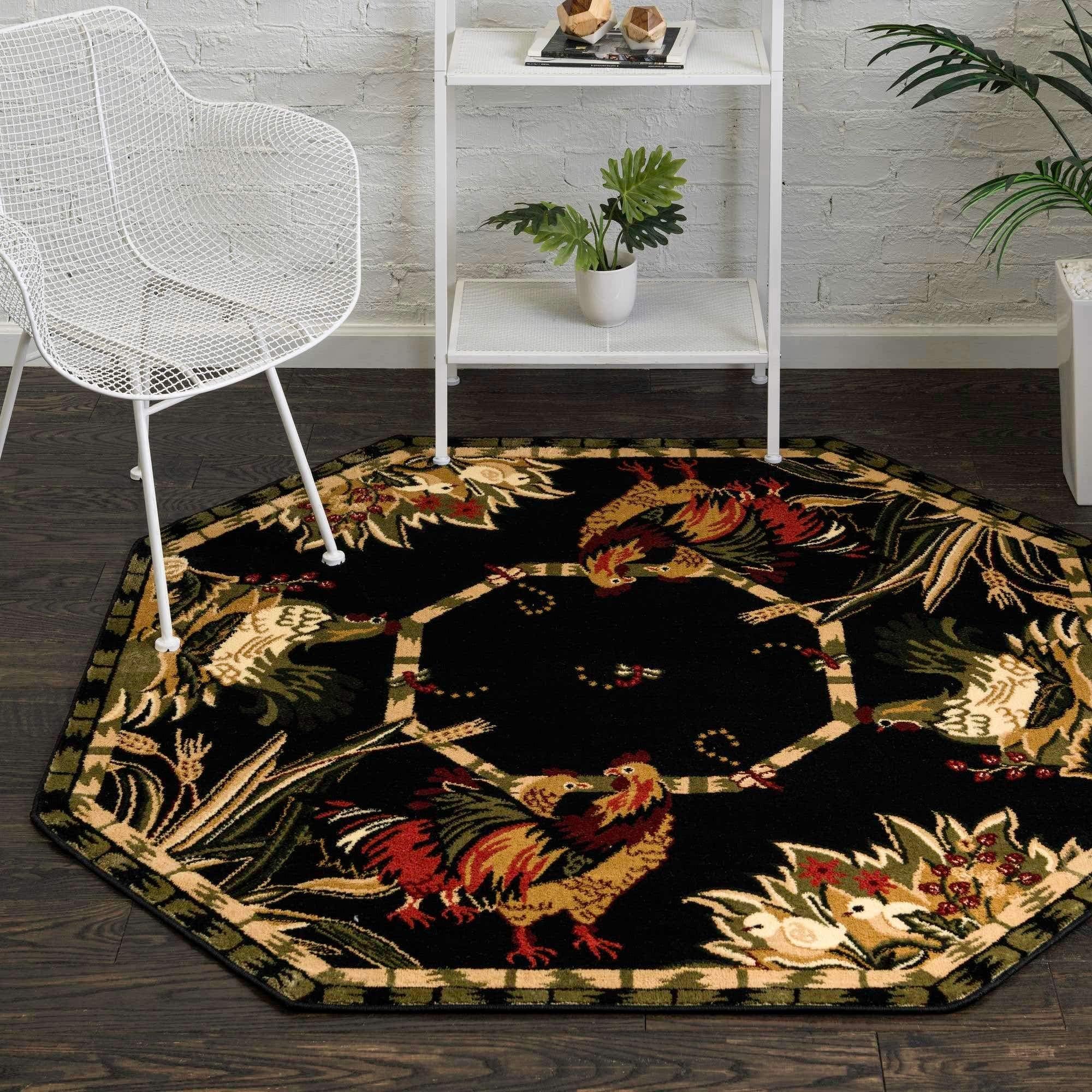 Masada Rugs, Traditional Octagon Area Rug Design 404 Green