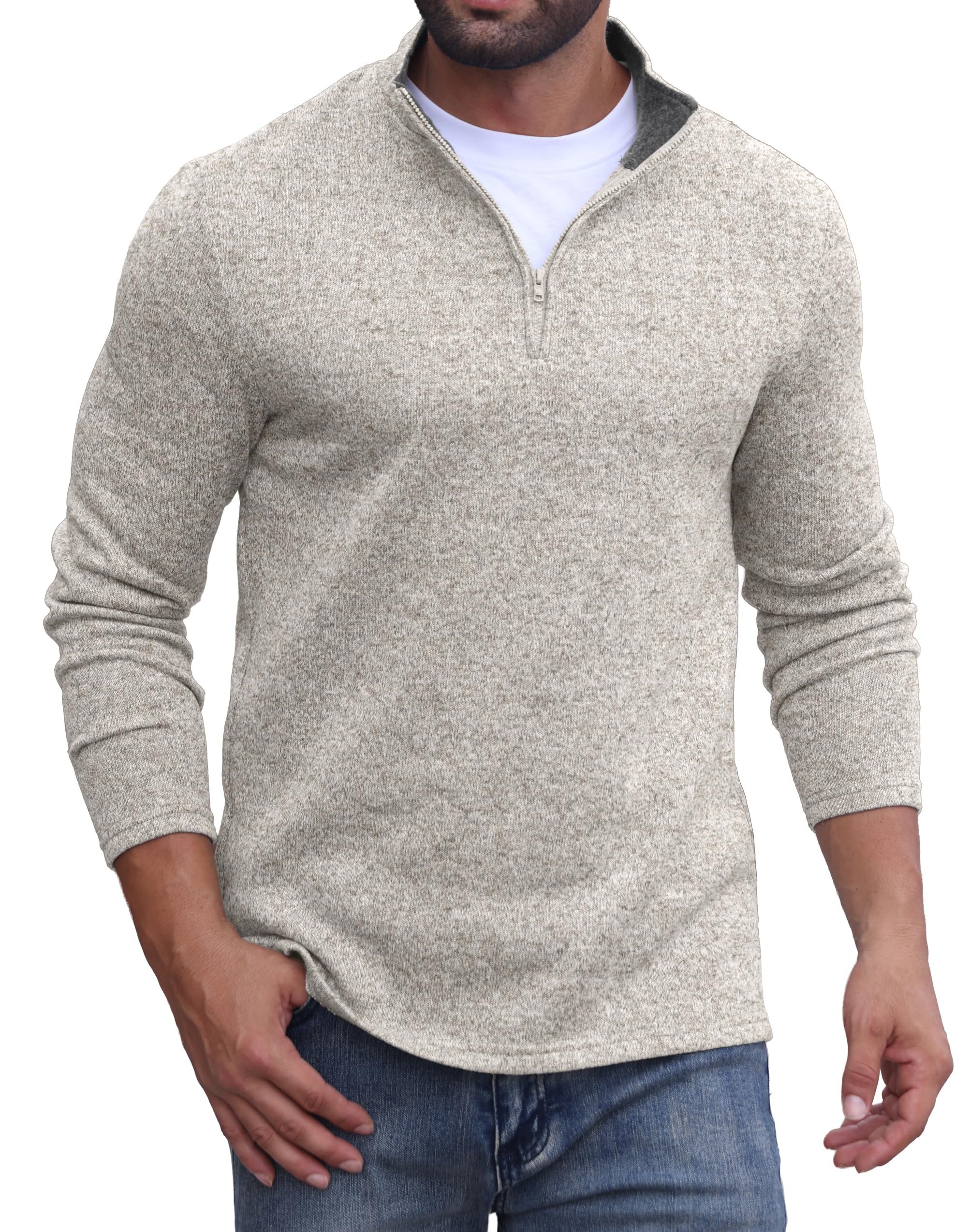 sailwind Men's Quarter Zip Sweatshirt 1/4 Zip Up Pullover Long Sleeve Golf Shirt for Men Winter Thermal Fleece Sweater-picture-37