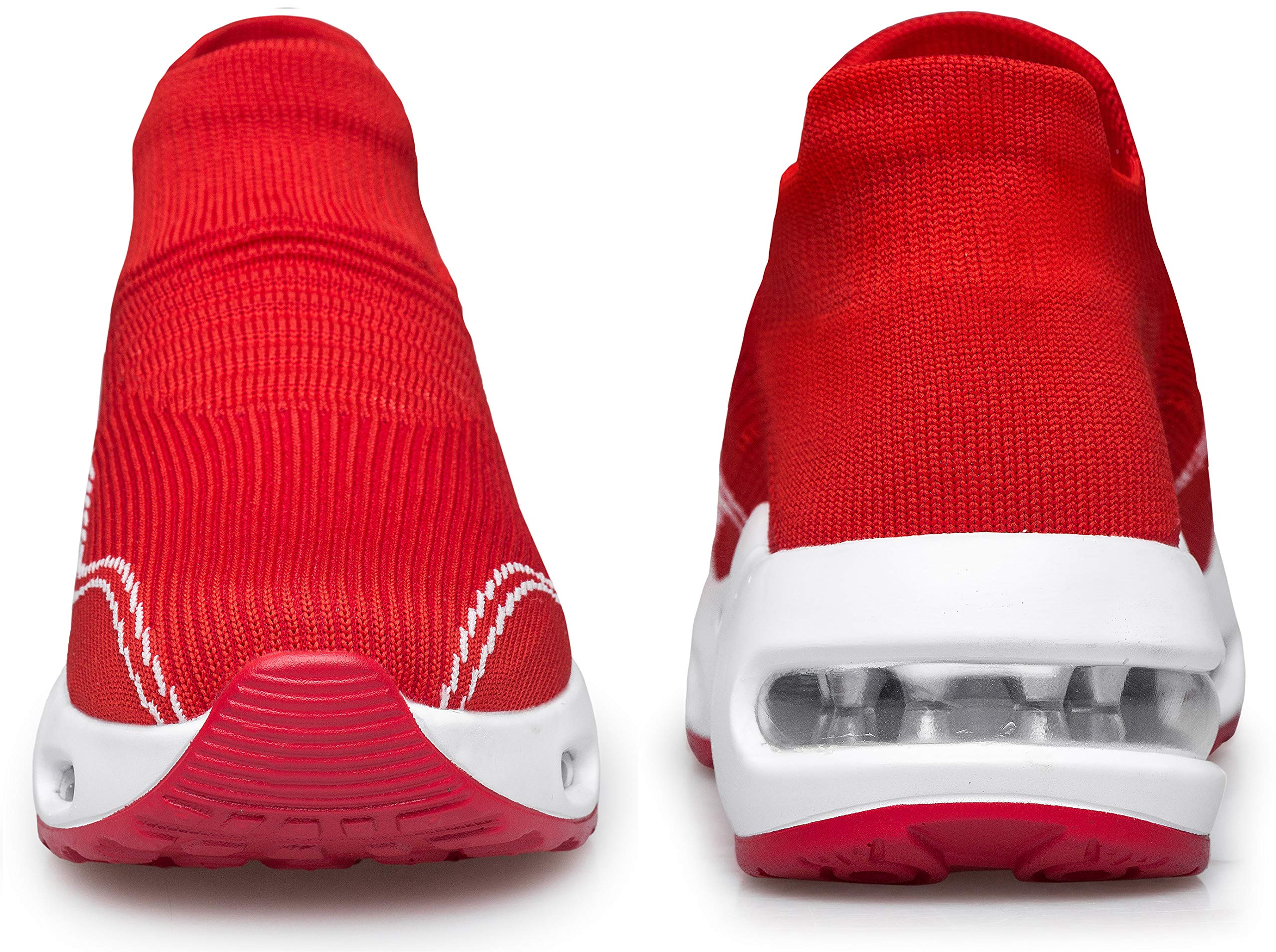 DOUSSPRT Damen-Wanderschuhe zum Reinschlüpfen, Sneaker, für Damen und Mädchen, Netzstoff, Luftkissen, Plateau, Loafer, modisch, lässig, rot, 40 EU