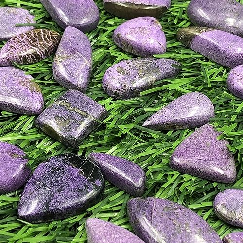 Miniatura 6 de Lote de cabujón suelto de piedras preciosas puritas moradas naturales de 100 unidades para la fabricación de joyas, 3-4 unidades., Gema, Purpurita
