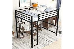 Bellemave Full Size Loft Bed with Desk, Full Loft Bed