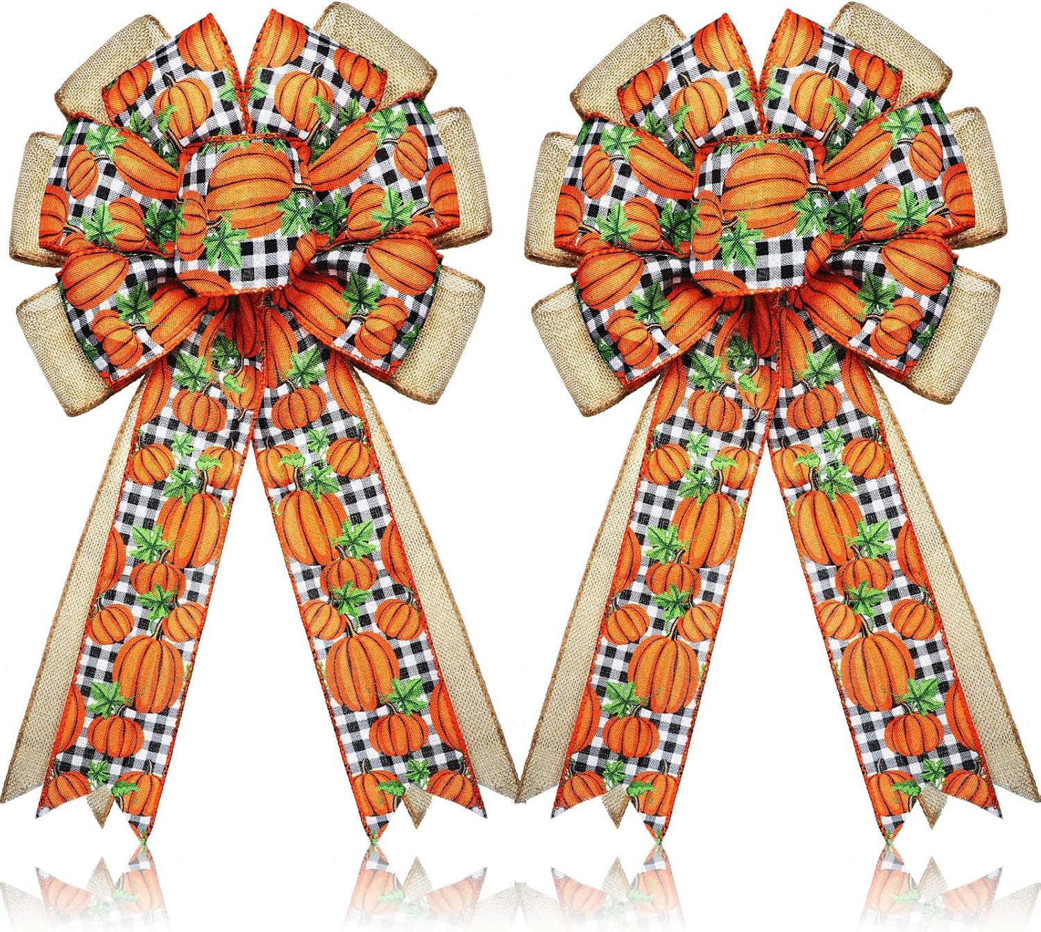 Chunyin 2 Pcs Fall Wreath Bows Large Thanksgiving Wreath Bow,Classic Style