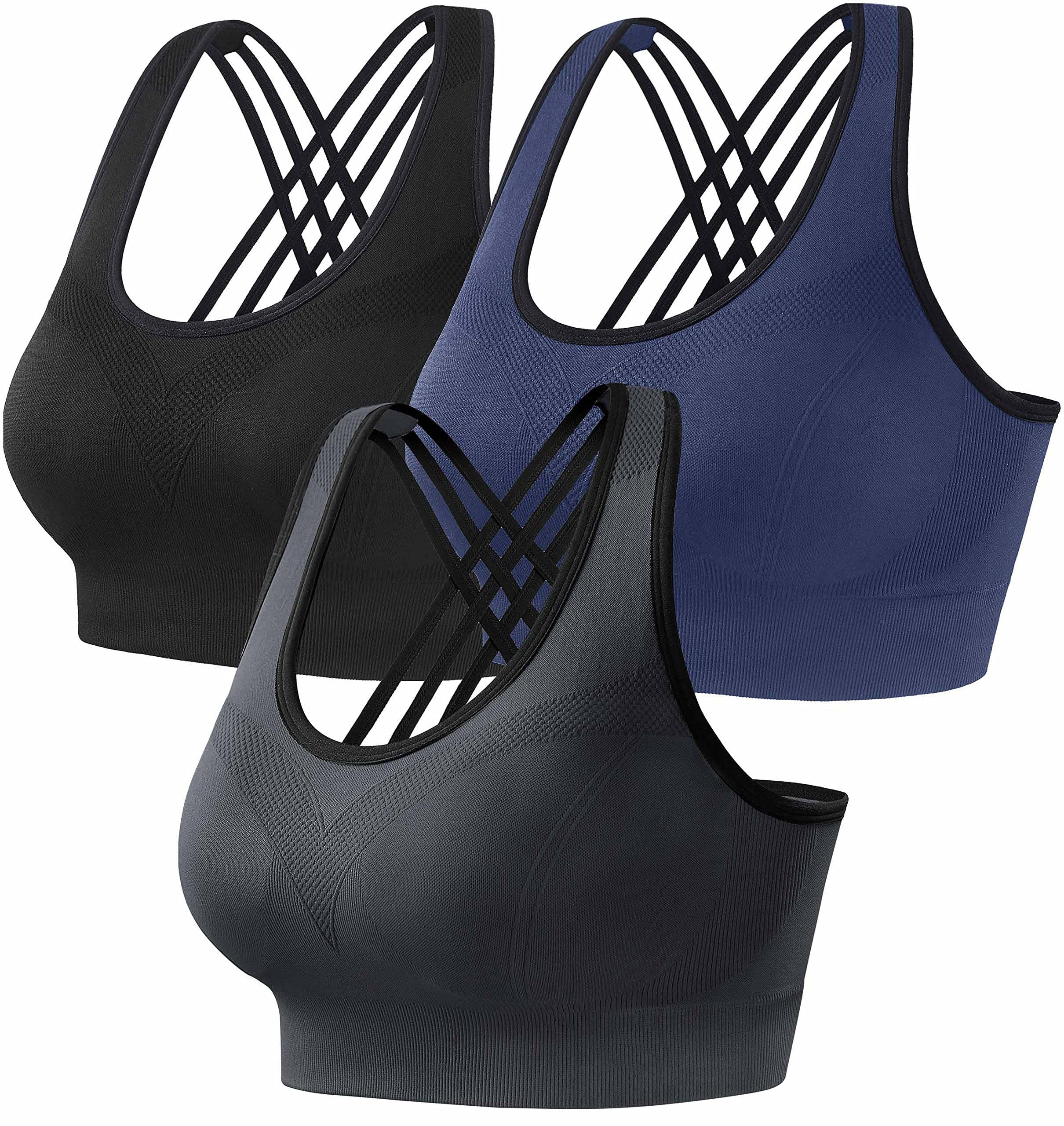 EwedoosWomen's Sports Bras High Impact Strappy Sports Bra Seamless Padded Sports Bra Yoga Bras Workout Bra Activewear Bra