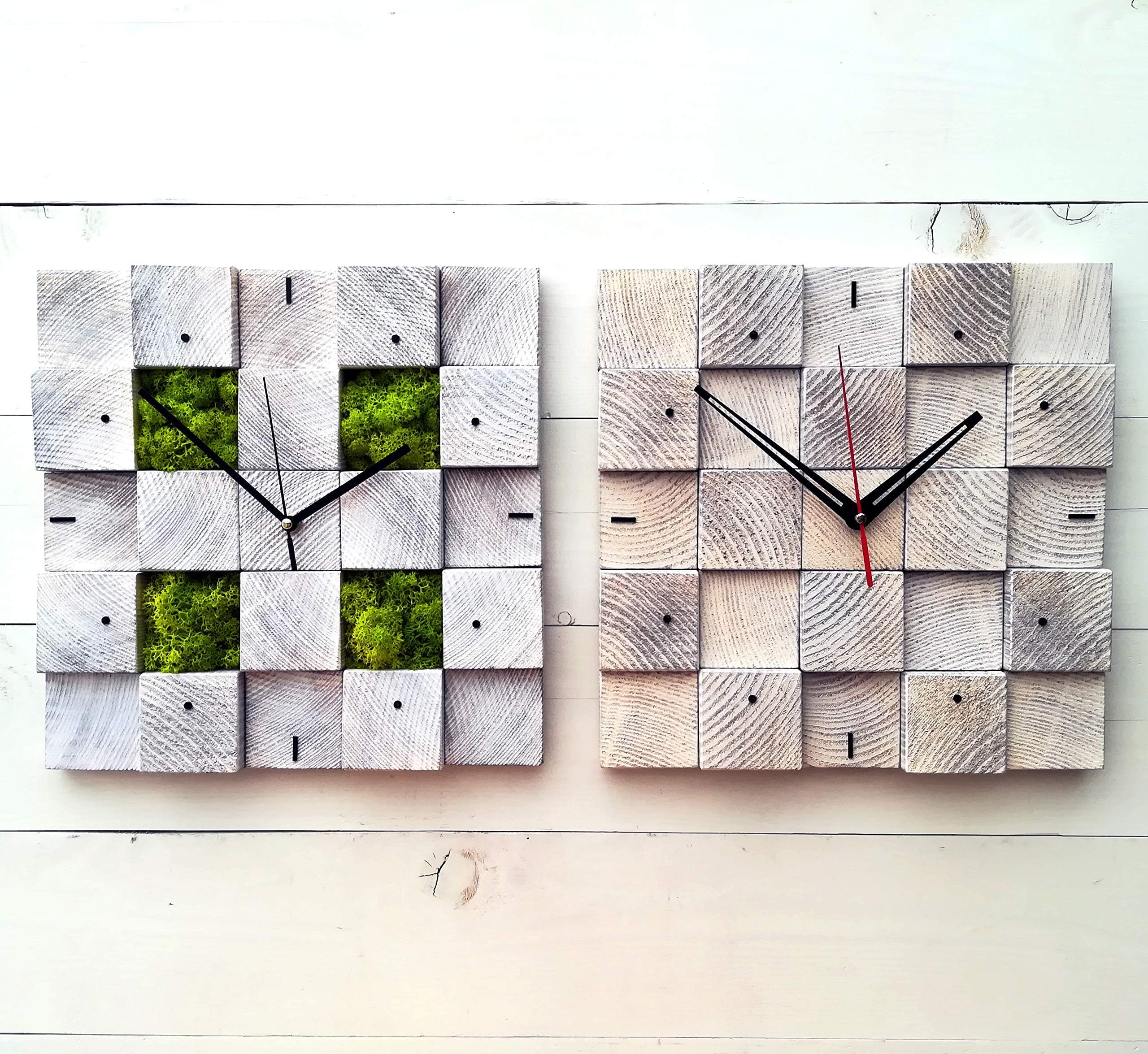 Wall Clock, Christmas gift, Square Clock, Wooden Wall Clock, Scandinavian Decor, Unique Wall Clock, Modern Clock, Hanging Clock