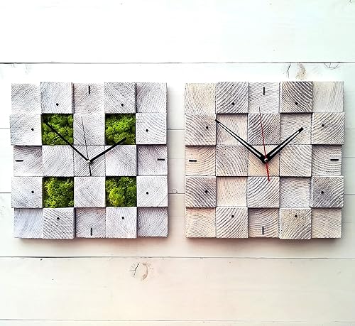 Wall Clock, Christmas gift, Square Clock, Wooden Wall Clock, Scandinavian Decor, Unique Wall Clock, Modern Clock, Hanging Clock