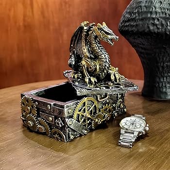 Amazon｜HEINBOW スチームパンク ドラゴン 像 小物入れ ドラゴン 置物