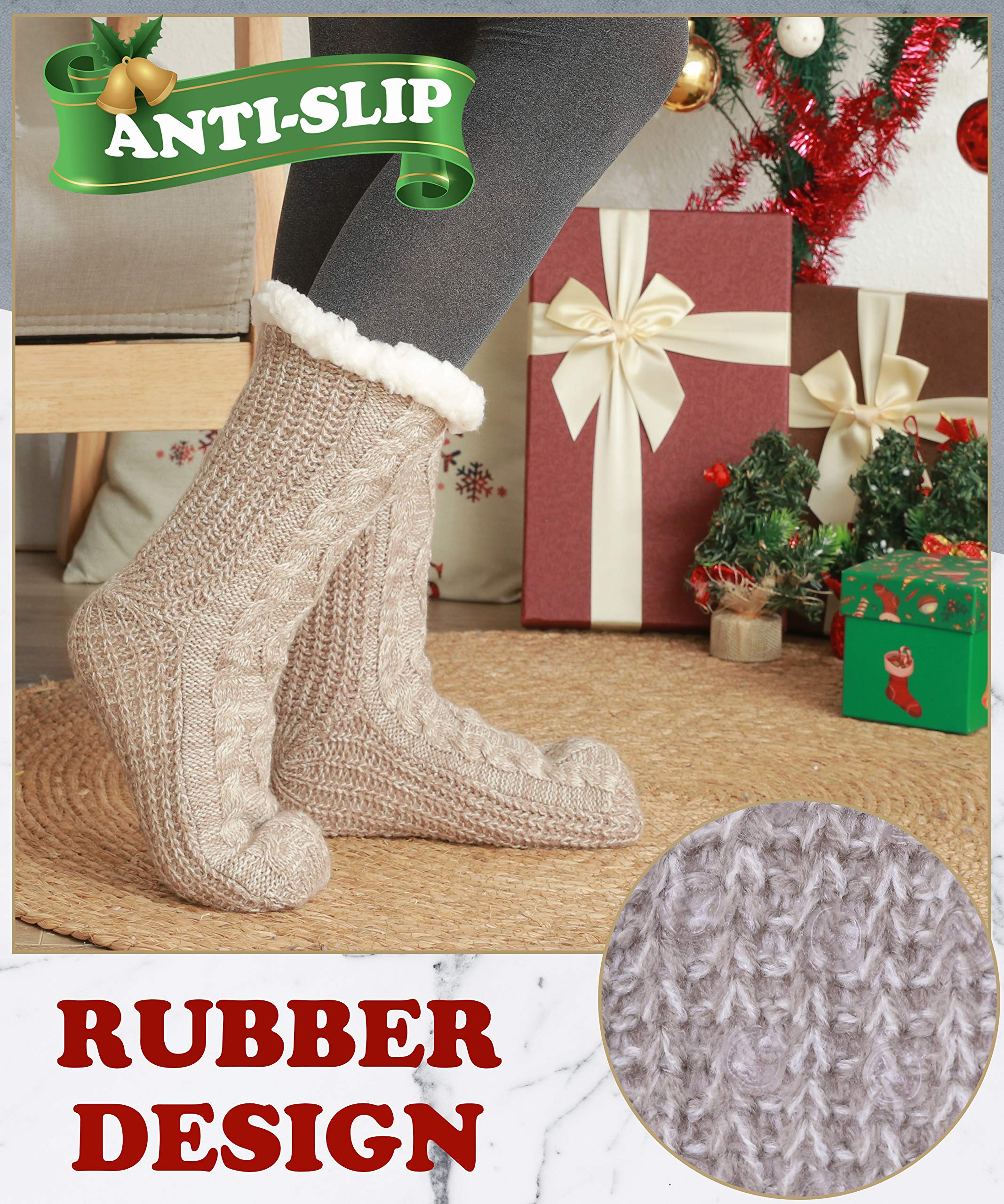 Snapklik.com : EBMORE Women Slipper Fuzzy Socks Fluffy Cozy Cabin Warm ...