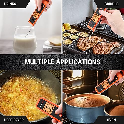 Vista 7 de ThermoPro TP420 Termómetro de lectura instantánea 2 en 1 para cocinar, termómetro infrarrojo de cocina con sonda de carne, termómetro láser sin