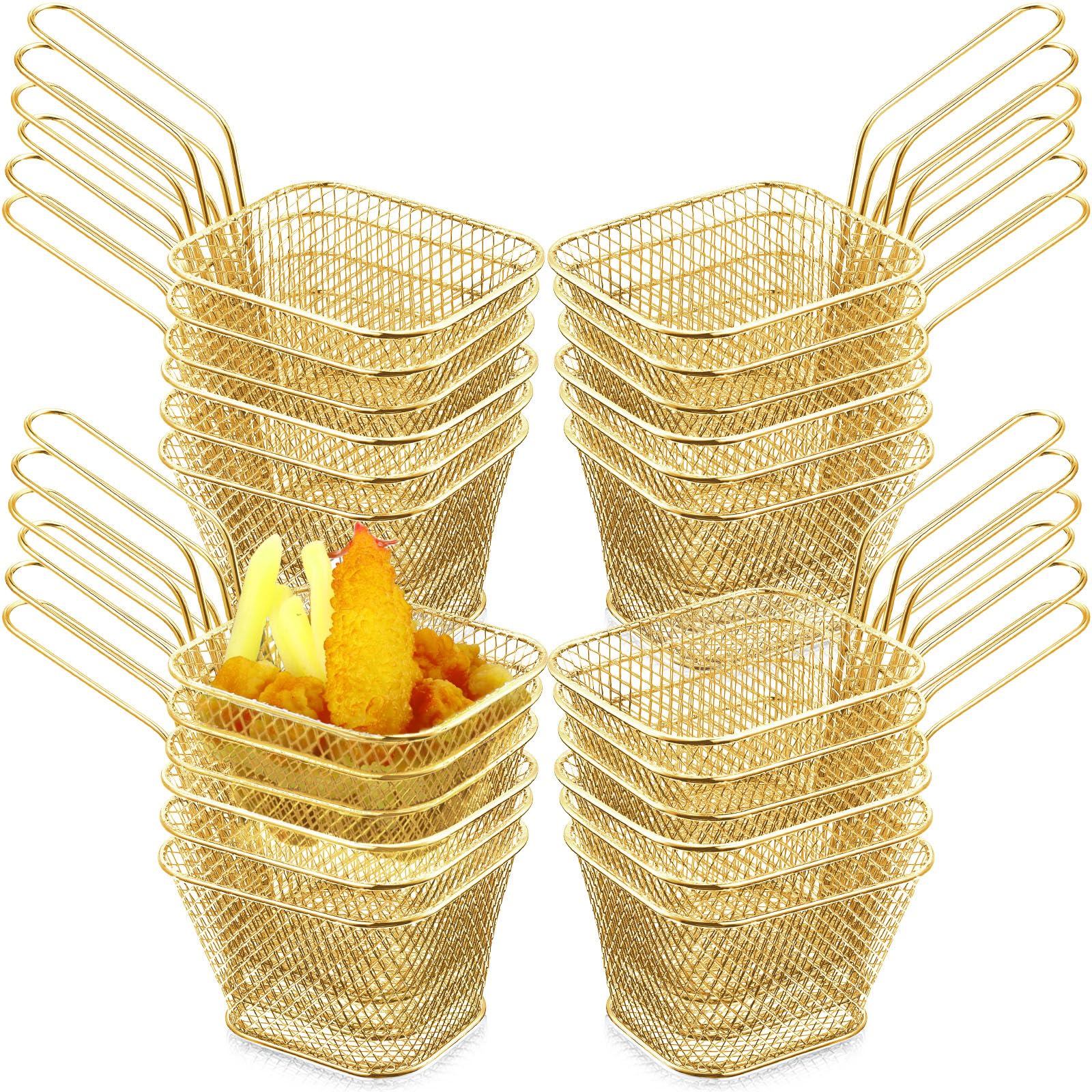 Panier à frites en acier inoxydable doré Potchen structure carrée haut de gamme pour service