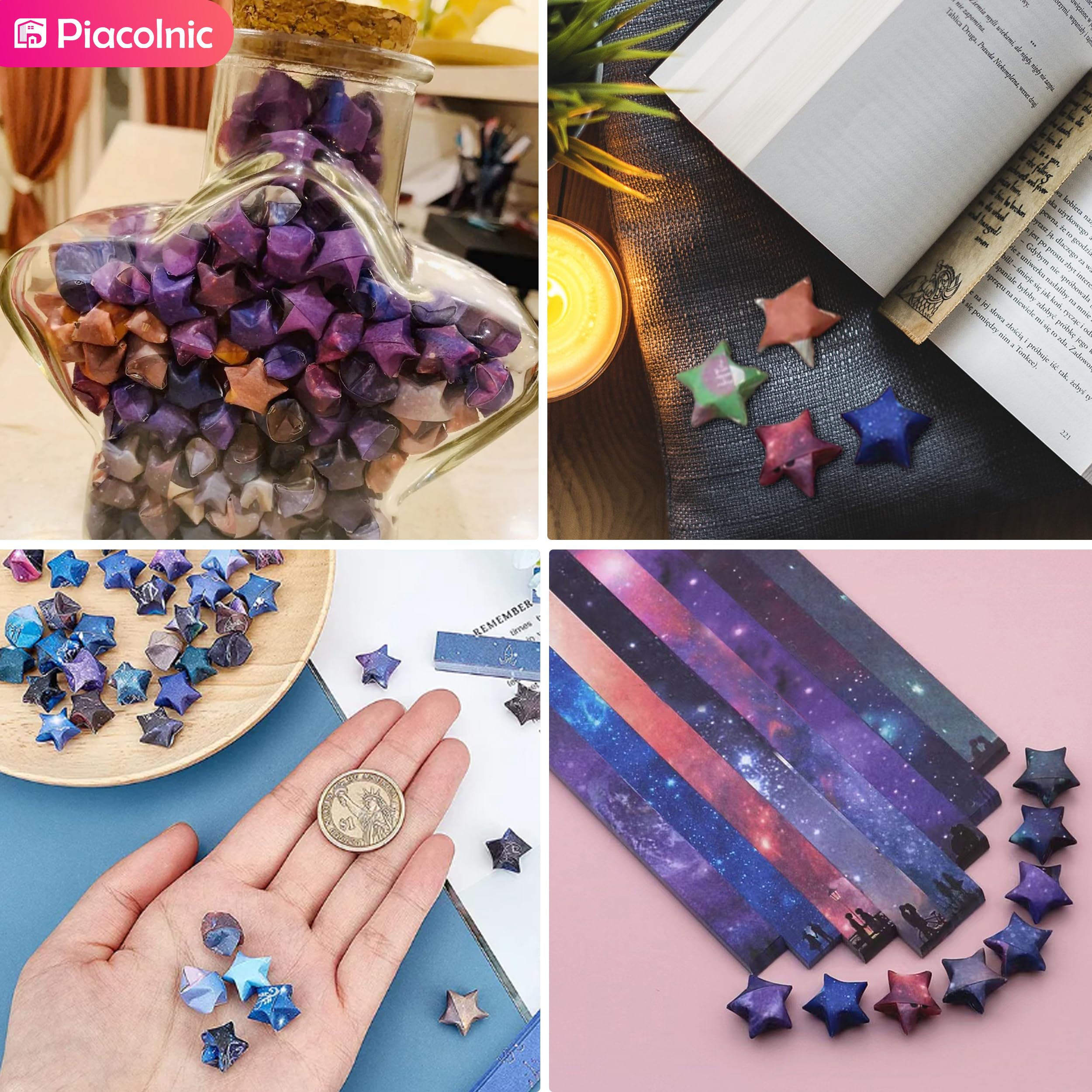 1080 Hojas de Tiras de Papel Origami para Estrellas de la Suerte Decoración Bricolaje