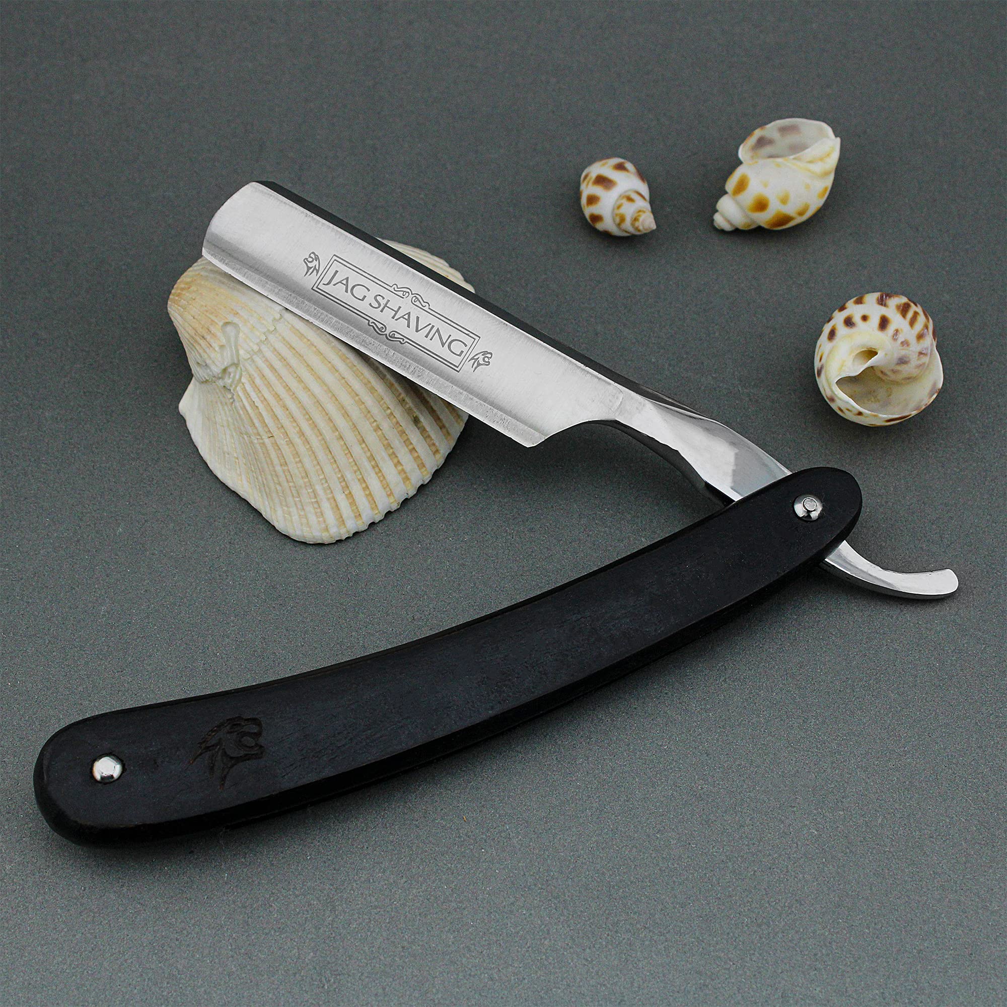 Jag Shaving 5 szt. zestaw do golenia - zrównoważony - prosty zestaw golarek - drewniany borsuk szczotka do golenia - prosta maszynka - taśma skórzana - związek do szlifowania - sztyft aluminiowy - idealny zestaw prezentowy dla mężczyzn
