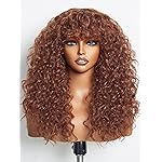 GORGIUS Veralux Blend Shaggy Haircuts Curly Wig with Bangs Ginger Brown Wigs Crafted with Style-Archive Technology: Premium Fiber & Remy Human Hair Blended, Realistic Look with True Scalp