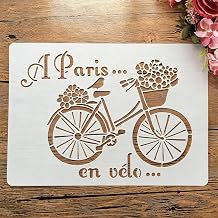 TIAMECH A4 Reusable Bicycle Stencil for Painting - Flower Basket Bike Layering Template, DIY Wall Art, Wood Furniture, Scrapbook & Crafts 8.3x11.7inch