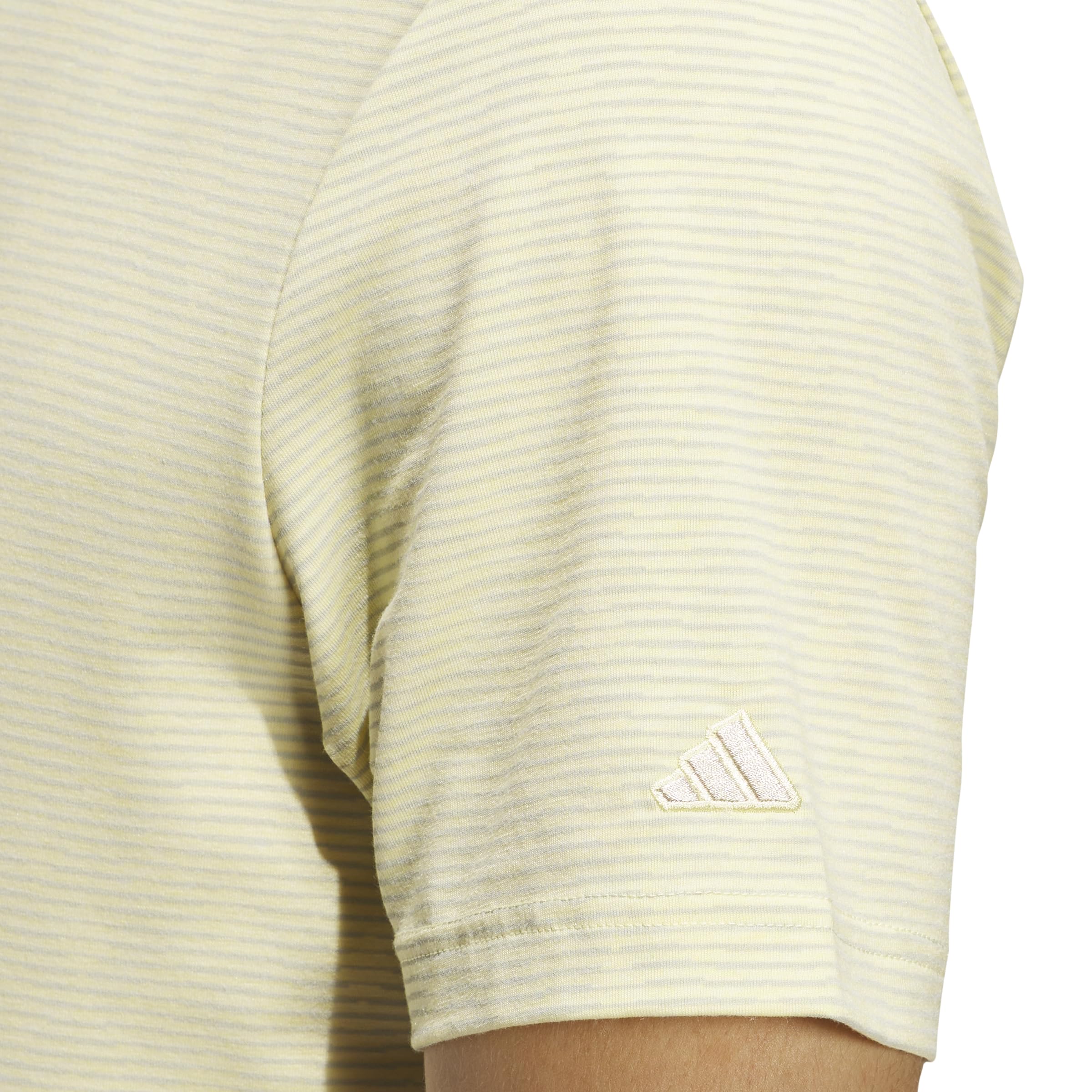 adidas Męska koszulka polo w paski z nadrukiem Go-to z nadrukiem w paski (1 opakowanie), Proszek żółty Melange/Wonder Silver F23, L