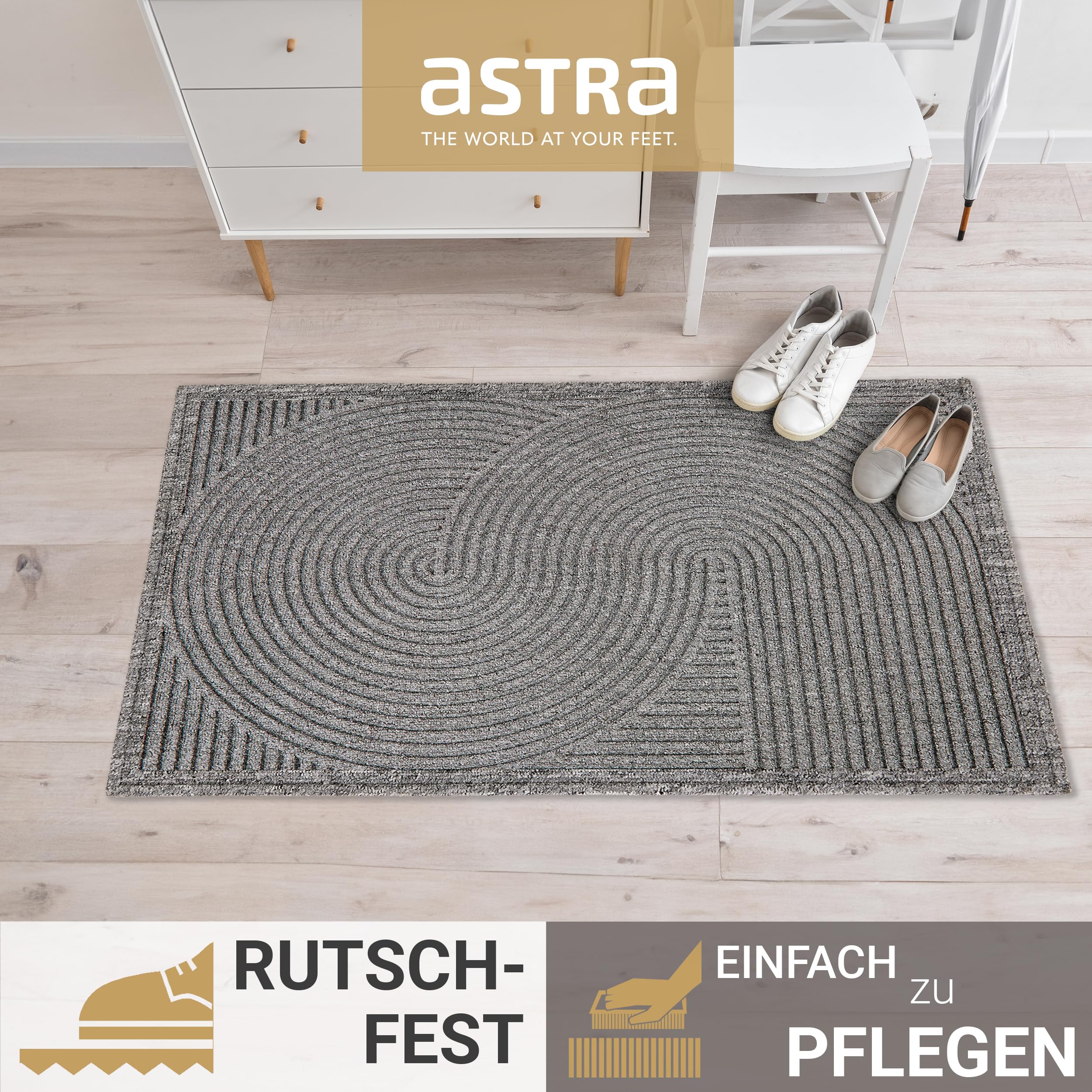 Wetterfeste Fussmatte robust außen rutschfest - Grau 2er Set 45 x 75 cm