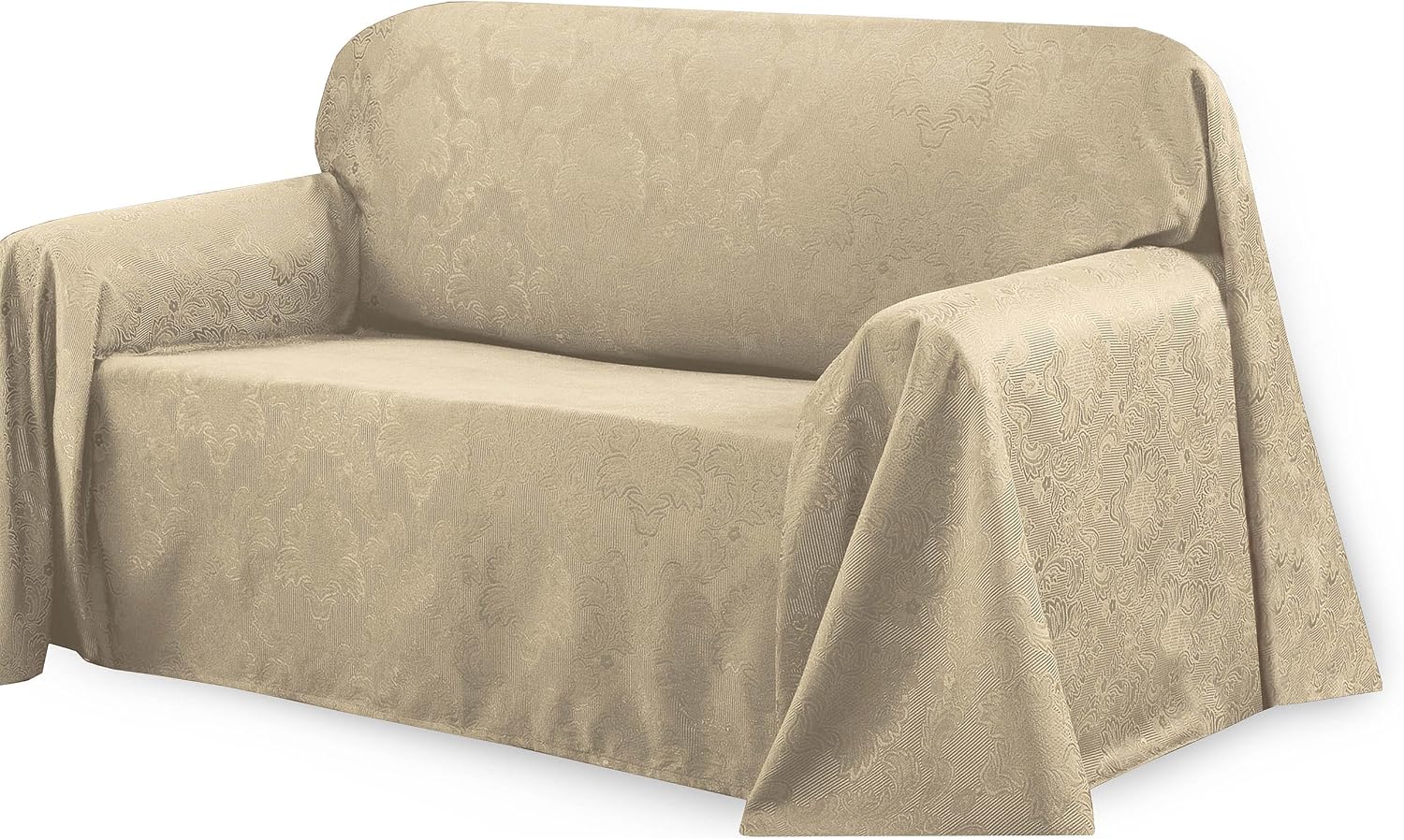 Creative Home Ideas CHI Medallion Solid Jacquard Chair Slip Cover, 70" x 90", Burgundy