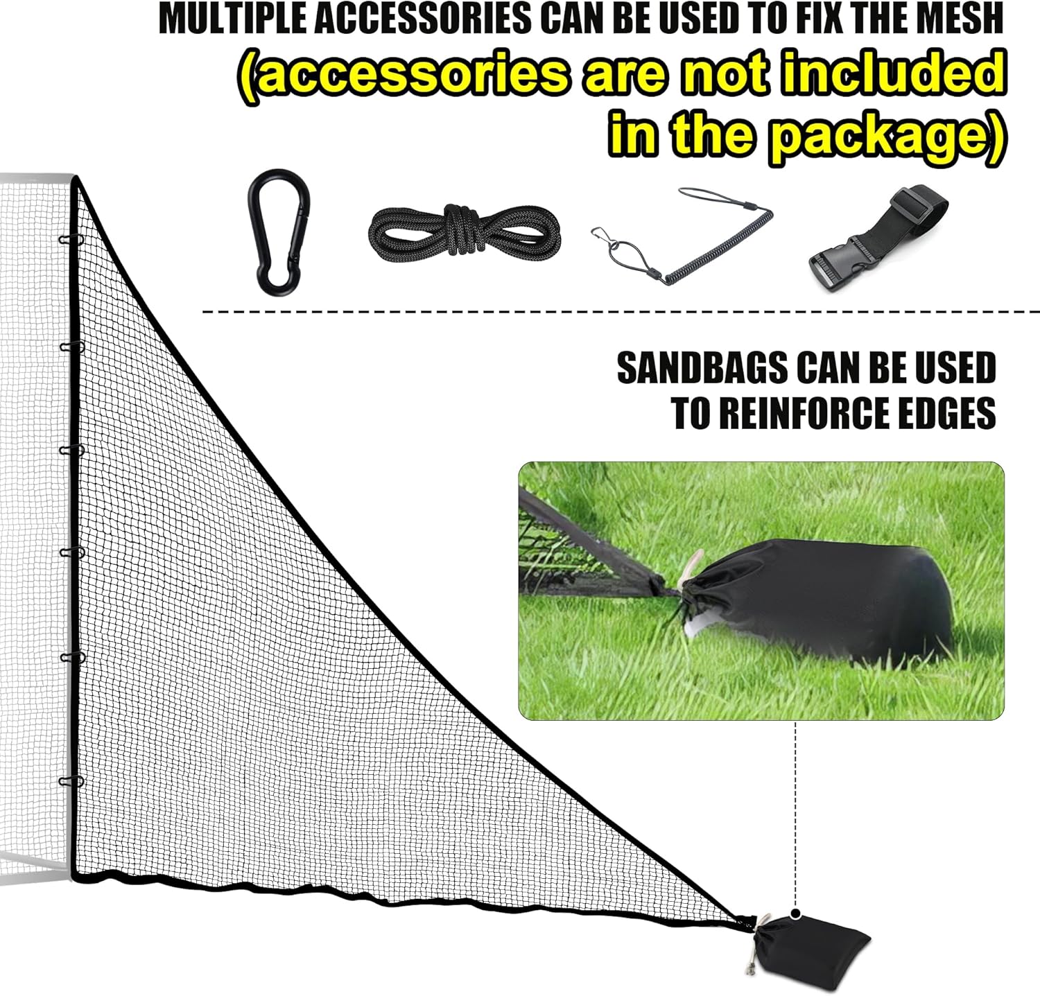 1/2PCS Golf Side Net Attachment for Golf Hitting Nets with Sandbag, 7 * 7FT/7 * 10FT Golf Barrier Side Net,Golf Practice Hitting Net Barrier Net for Golf, Baseball, Hockey, Soccer (Black/Red