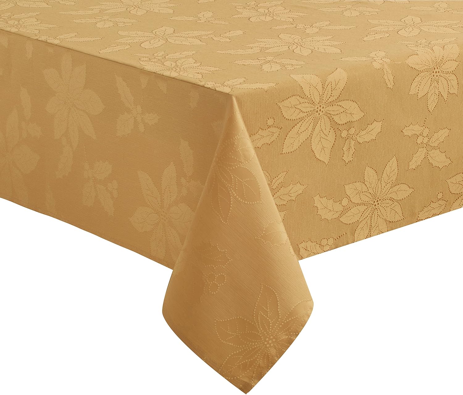 Creative Product Benson Mills Poinsettia Legacy Damask Tablecloth (Gold, 60 X 102 Rectangular)