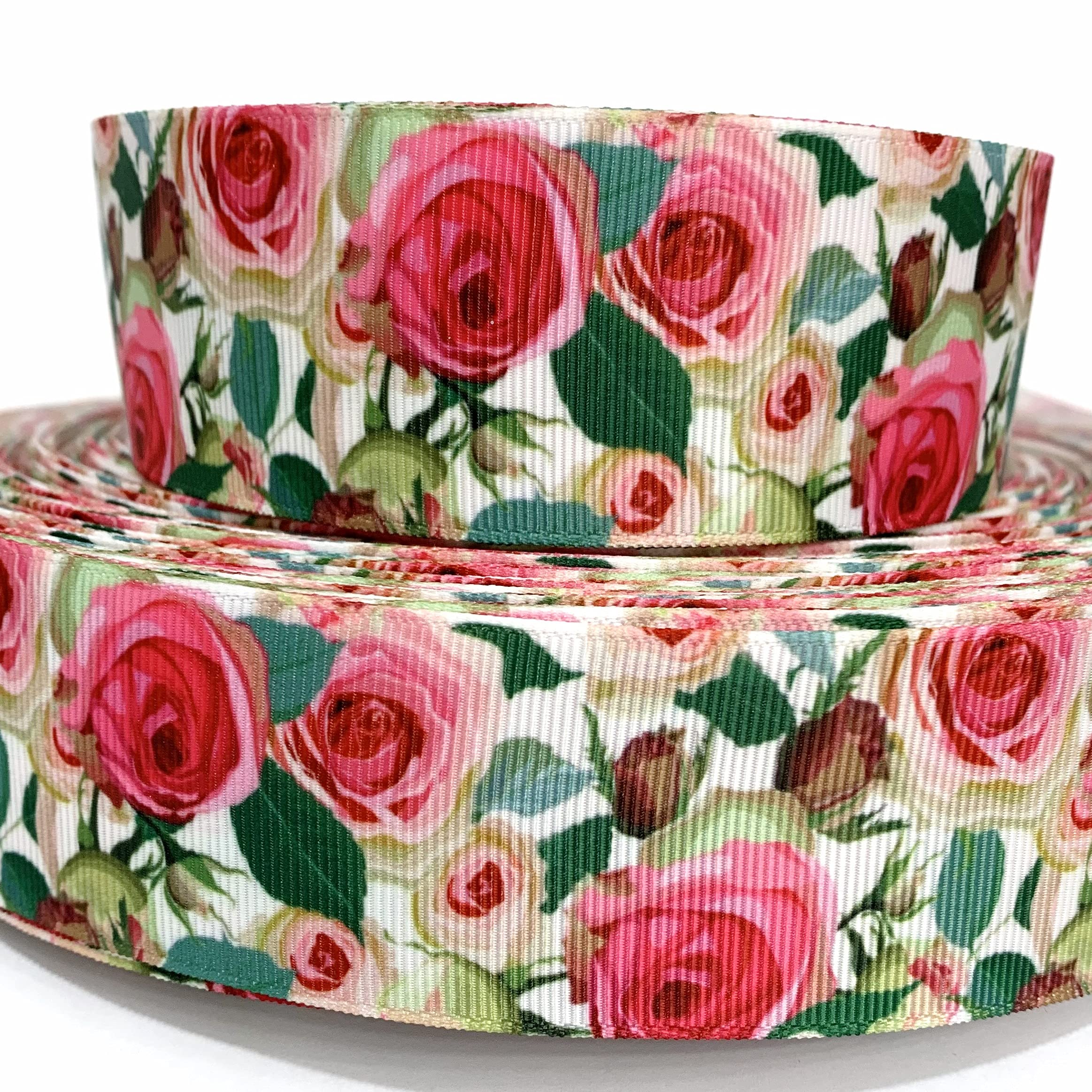 Grosgrain Ribbon 1.5" Wide Flowers Roses F1R Spring - Summer - Mother's Day Mother Gifts Printed Per Yard