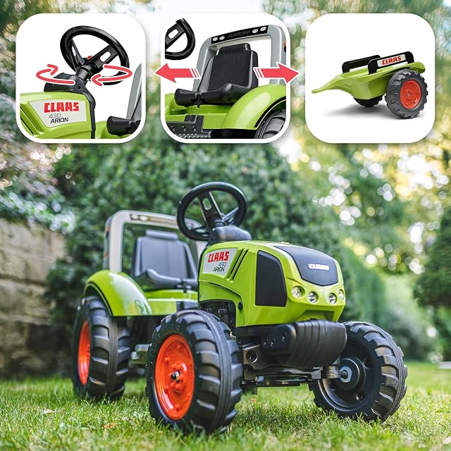 Foto 3 de 6 de Falk 1040AB - Tractor a Pedales Claas con Remolque, a Partir de 3 años, Fabricado en Francia, Volante…