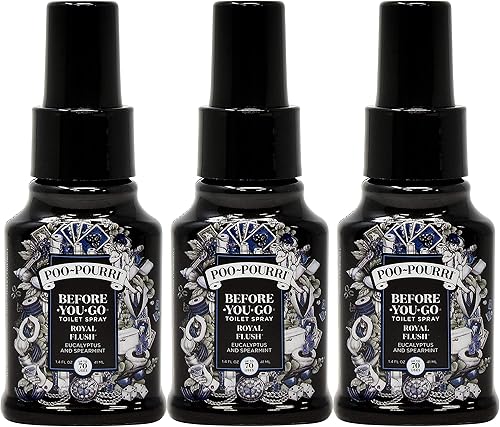 Poo-Pourri Royal Flush Before You Go - Aerosol para inodoro, botella de 1.4 onzas, paquete de 3