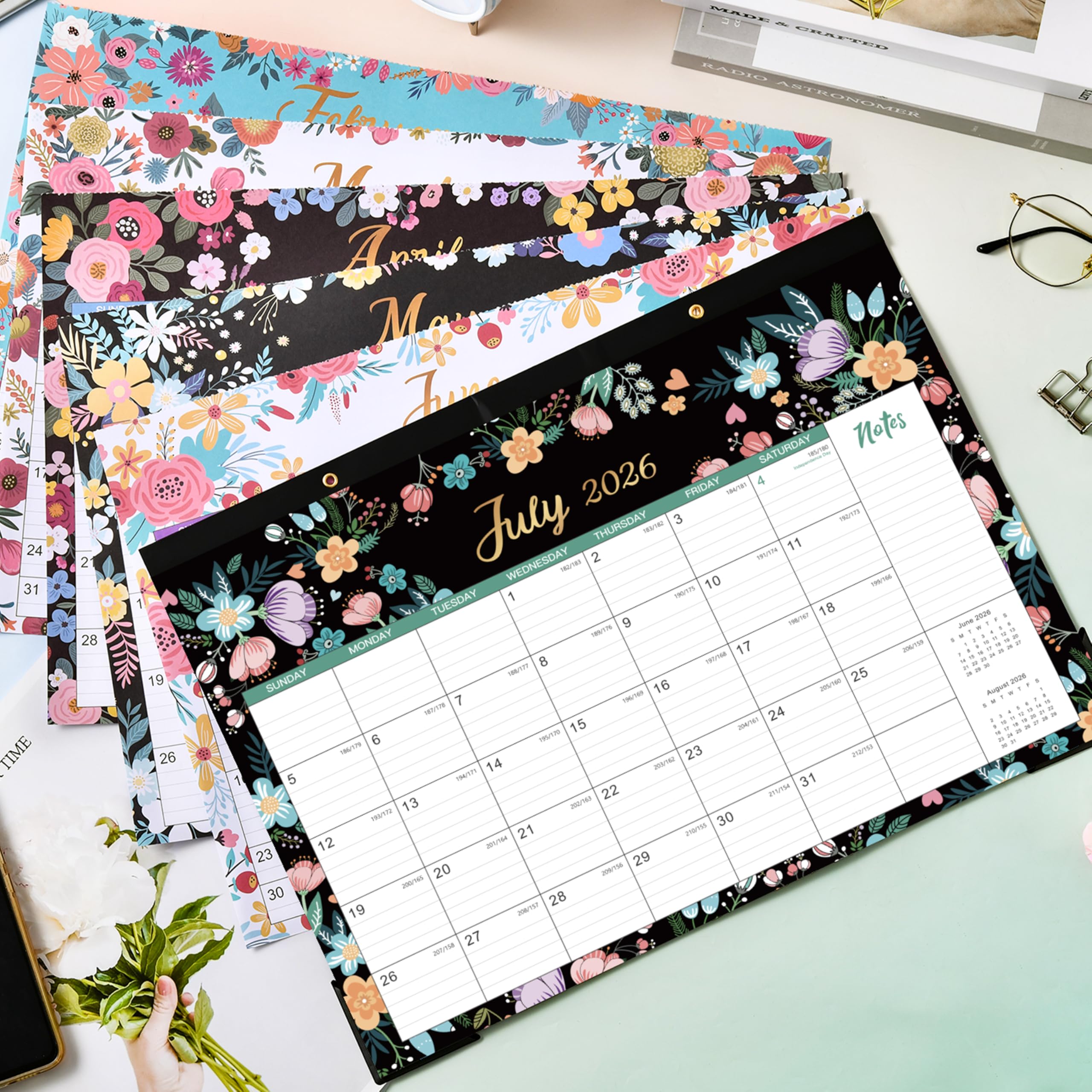 Desk Calendar 2024-2024 Desk Calendar, 12 Mensual Desk/Calendario de pared, Ene. 2024 - Dic 2024, 16.8" x 12", Calendario de escritorio con papel grueso + protectores de esquina + bloques grandes