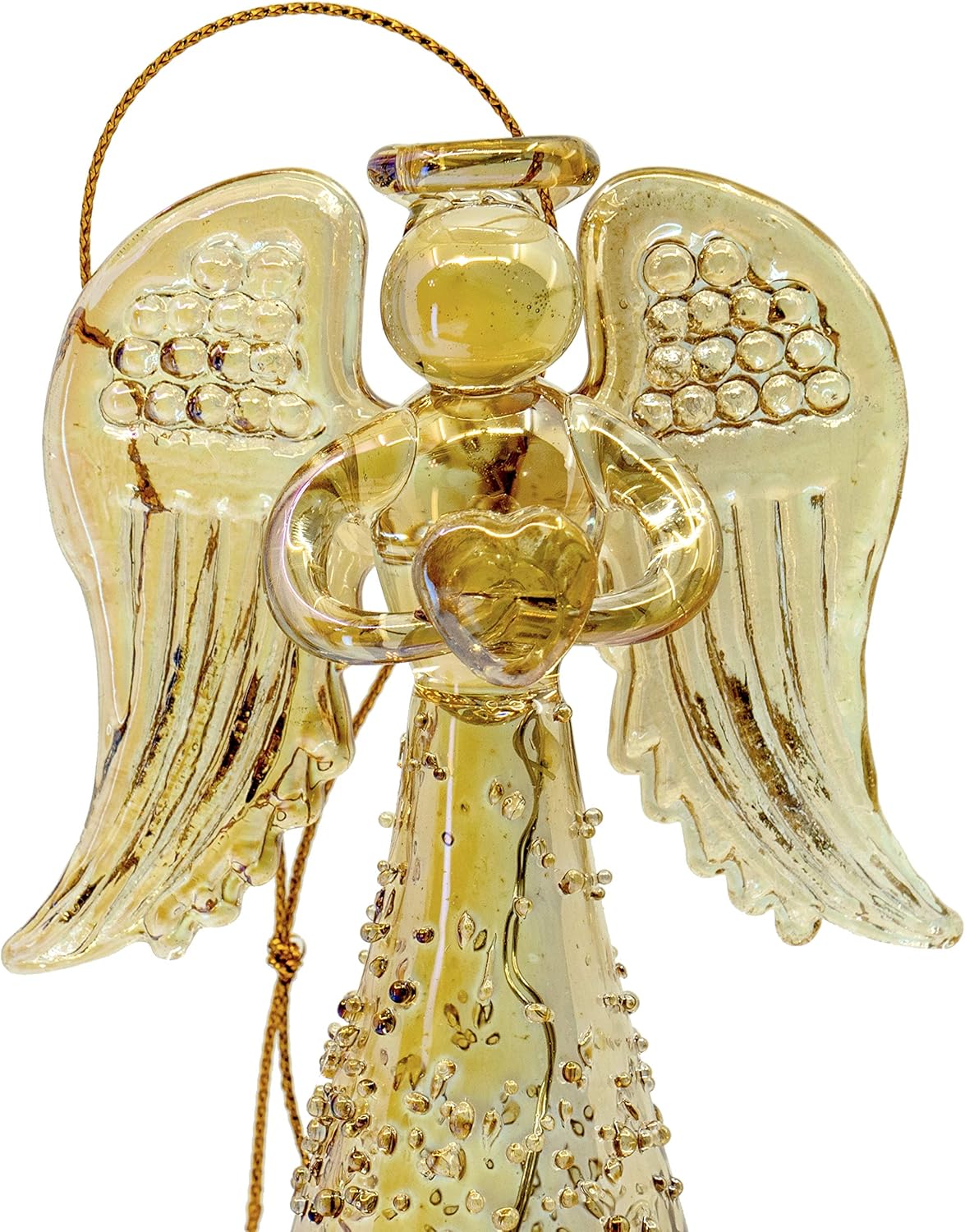 Red Co. 9.5", 8", and 6.5" Glass Christmas Holy Angel Figurine Ornaments, Iridescent Light-Up Holiday Season Decor, Set of 3 Sizes