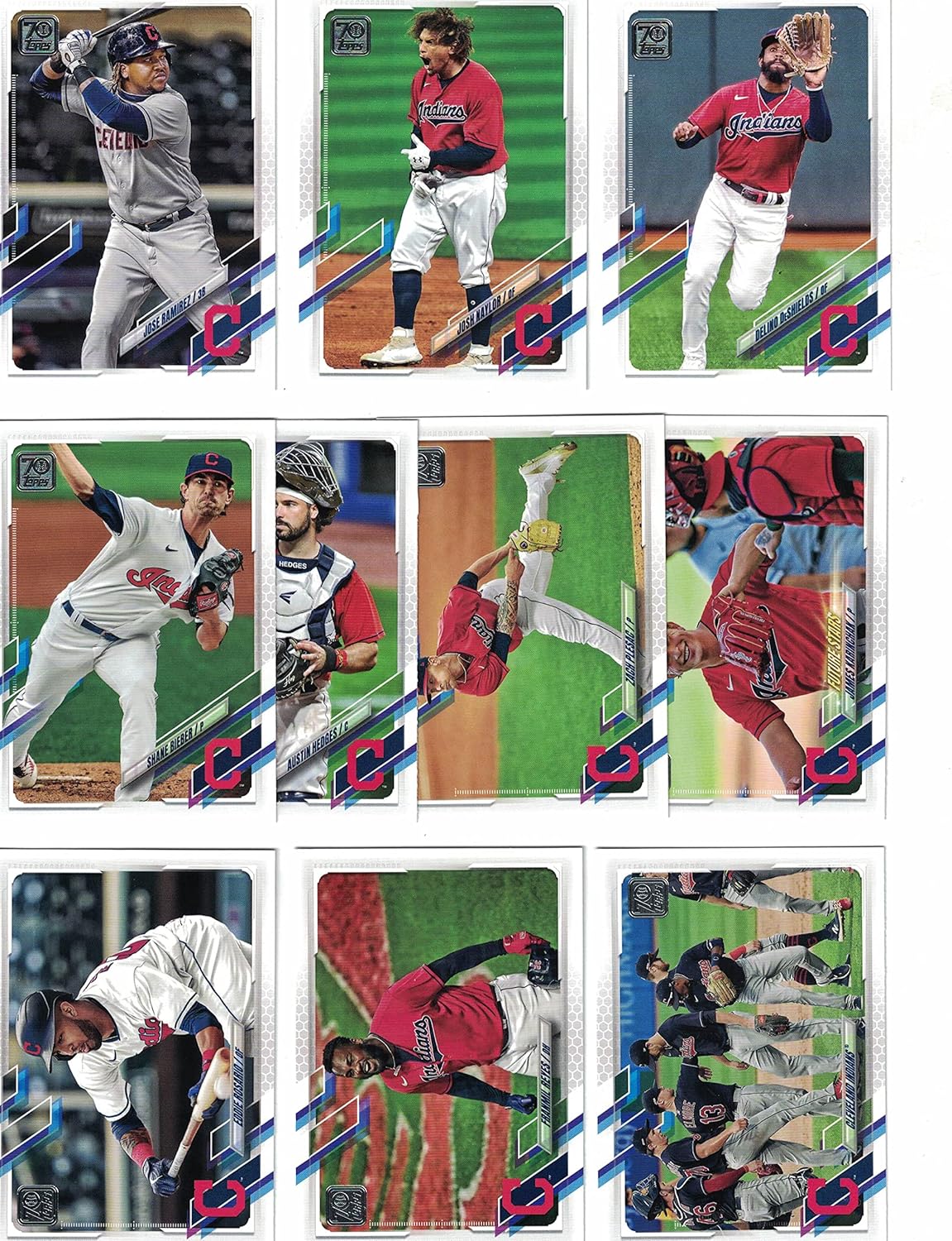 Cleveland Guardians / 2022 Topps Baseball Team Set (Series 1 and 2) with (19) Cards. PLUS 2021 Topps Indians Baseball Team Set (Series 1 and 2) with (22) Cards. ***INCLUDES (3) Additional Bonus Cards of Former Indians greats Kenny Lofton, Charles Nagy and Travis Hafner! ***