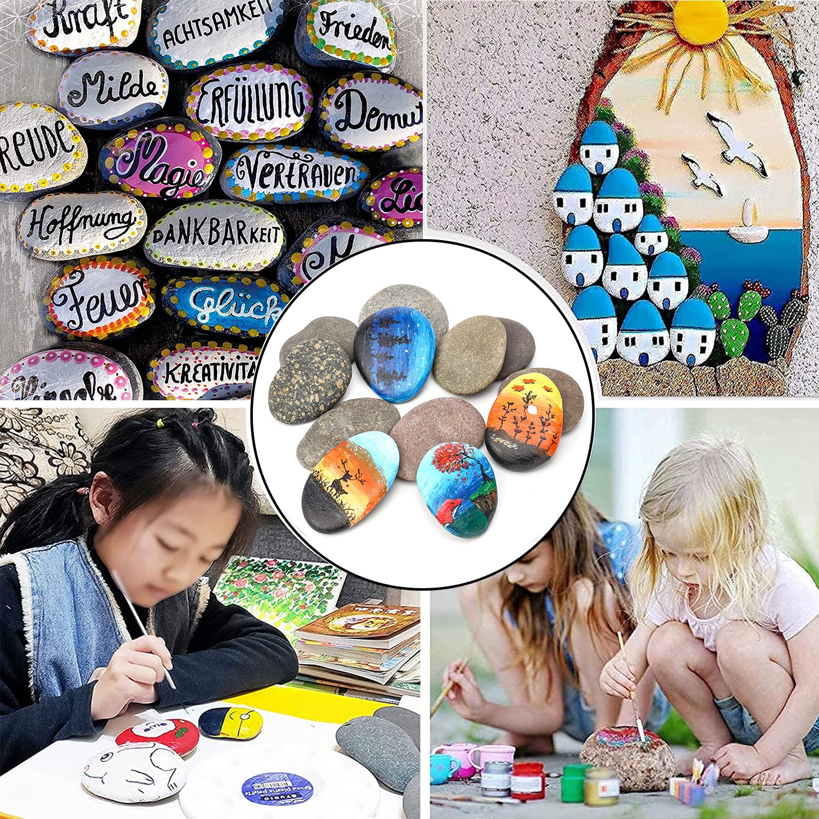 25 Piezas Pintar Rocas Piedras, Rocas Lisas Pintura, Decorativa Guijarros, Piedras Creativas Pintadas a Mano, Rocas Lisas Rocas Naturales, para Decoración de Jardines Pinturas Decoración de Acuarios